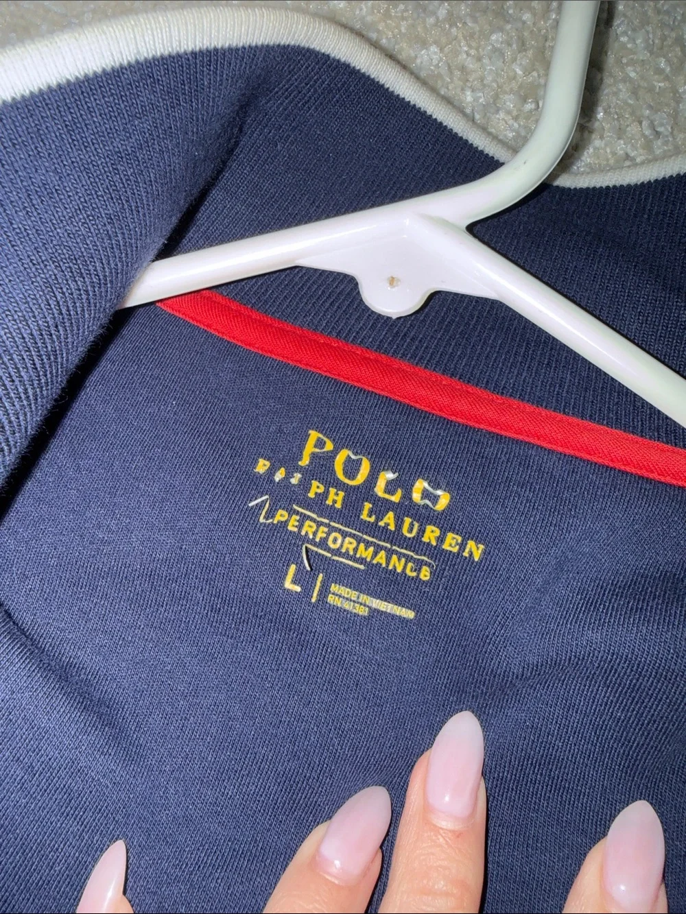 Polo by Ralph Lauren Navy Zip-Up Track Jacket with White Stripes and Red Pony